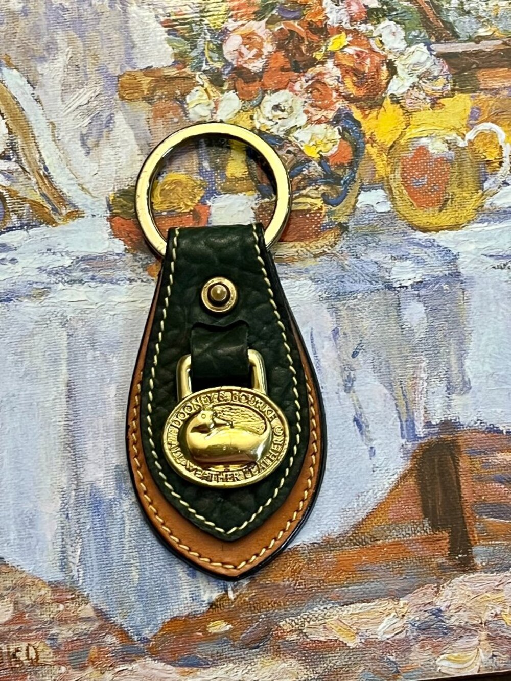 Dooney and Bourke, Dr Green & Tan Leather Keychain